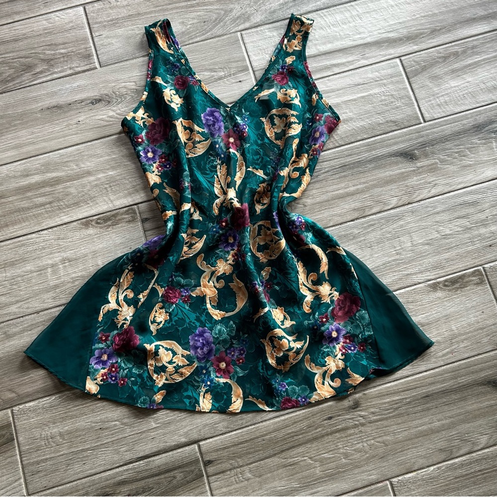 Bali Collection | Sheer Green Floral Nightgown| Large